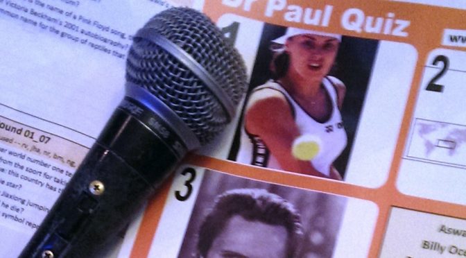 pub quiz microphone and questions